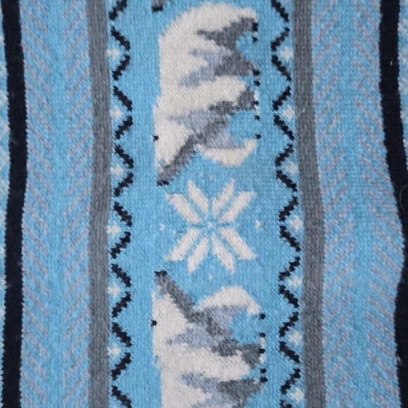 L.L.Bean Nostalgic Sky Bkue Wool Blend Polar Bear Intarsia Crewneck Medium - Picture 2 of 8
